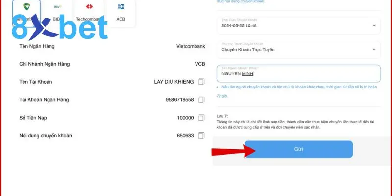 Nạp tiền 8Xbet - Hướng dẫn nạp tiền chi tiết nhất cho newbie Một số lưu ý khi thực hiện nạp tiền 8Xbet