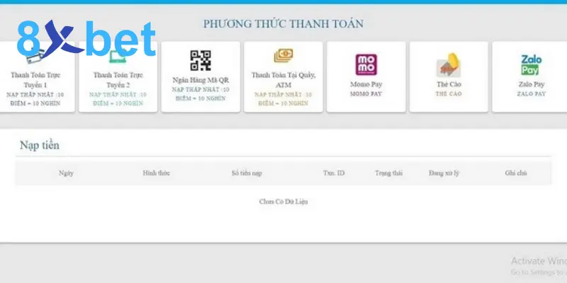 Nạp tiền 8Xbet - Hướng dẫn nạp tiền chi tiết nhất cho newbie Nạp tiền qua ngân hàng